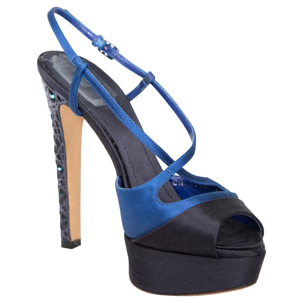 Dior Blue Crystal Cannage Heels Size IT 36