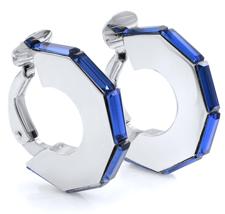 Dior Light Blue and Silver Christian Dior Clip Dior Clip Earrings Blue - Etsy main image 3
