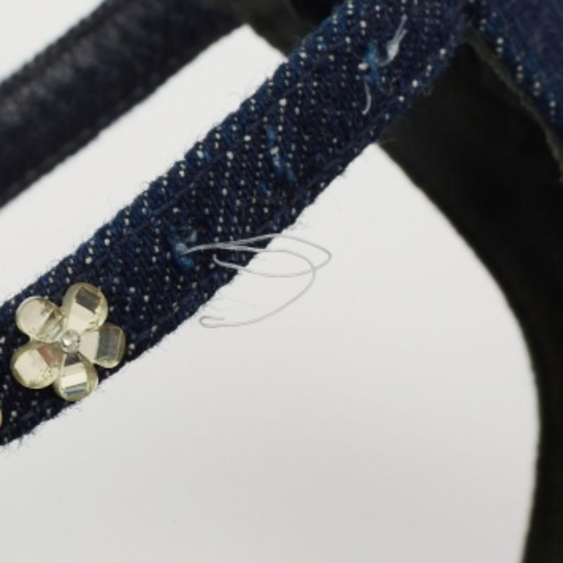 Unique in style and comfortable for daily wear, these Dior sandals will easily become your favourite go-to shoes! Crafted from denim, they feature jewel embellishments on the straps. They come with back zippers and tough leather soles.