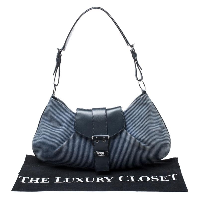 Dior Blue Denim Lady's Corduroy Blues Shoulder Bag 7