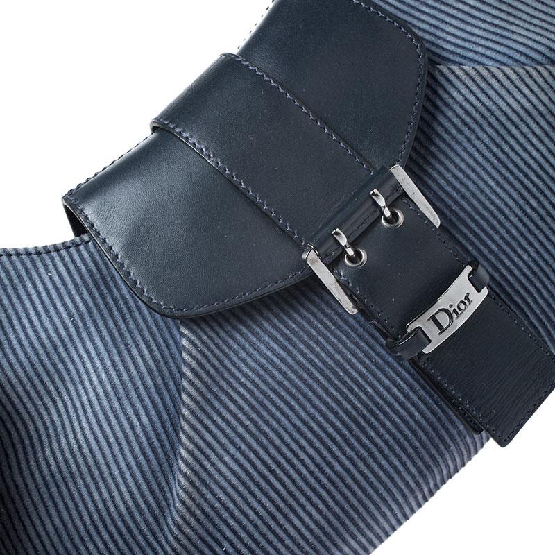Dior Blue Denim Lady's Corduroy Blues Shoulder Bag 3