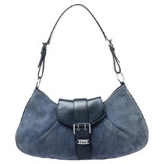 Dior Blue Denim Lady's Corduroy Blues Shoulder Bag