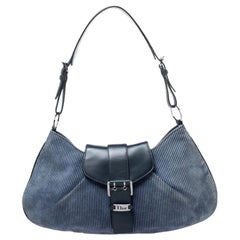 Borsa a tracolla Dior Blue Denim Lady in velluto a coste Blues