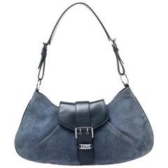 Dior Blue Denim Lady's Corduroy Blues Shoulder Bag