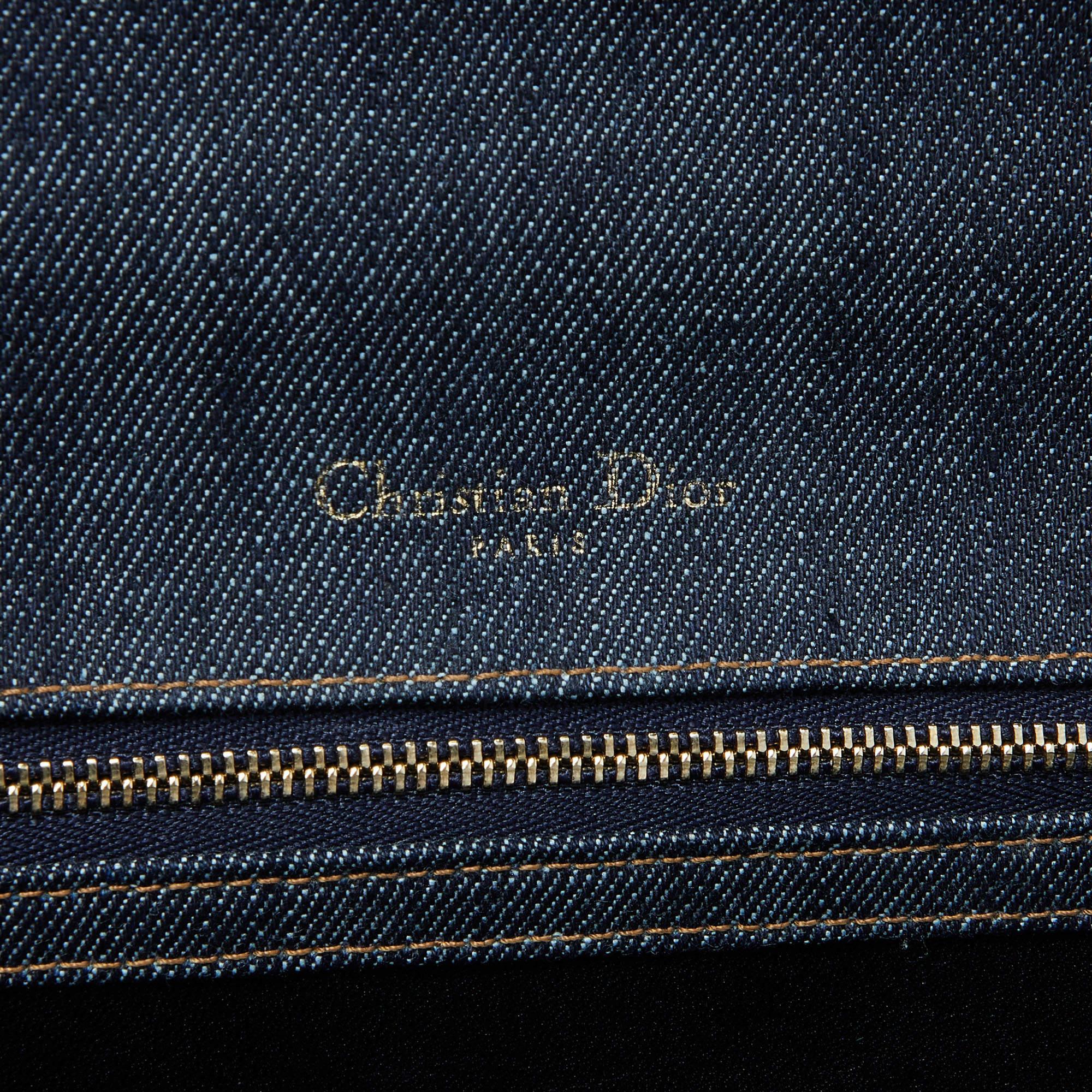 Dior Blue Denim Medium Crystal Embellished Diorama Shoulder Bag 7