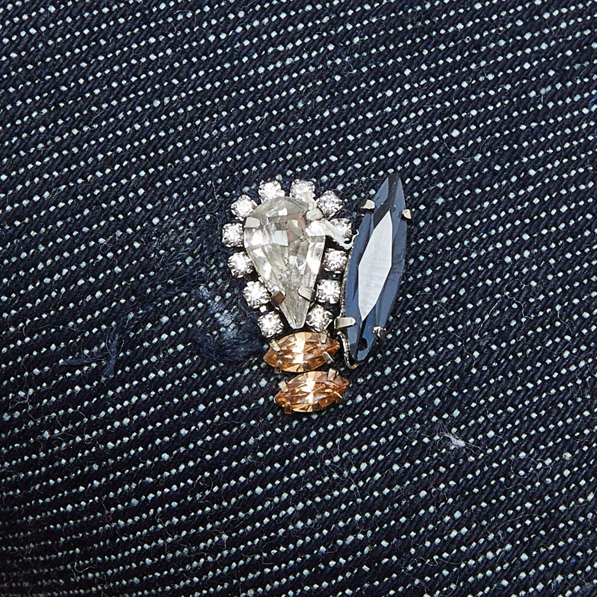 Dior Blue Denim Medium Crystal Embellished Diorama Shoulder Bag In Good Condition In Dubai, Al Qouz 2