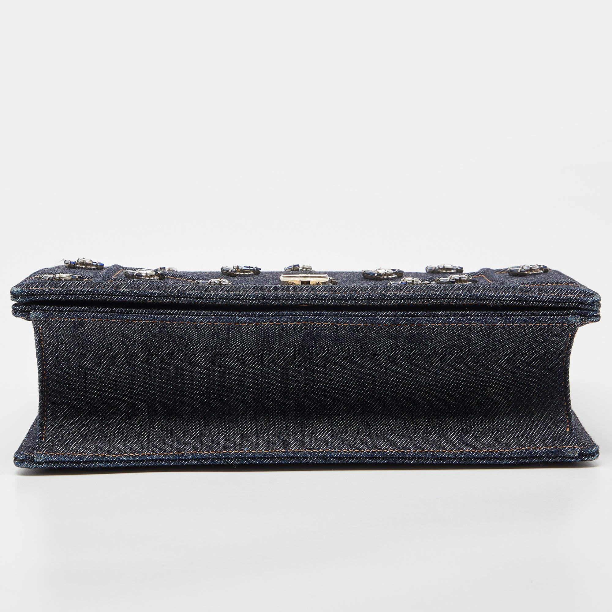 Dior Blue Denim Medium Crystal Embellished Diorama Shoulder Bag 1