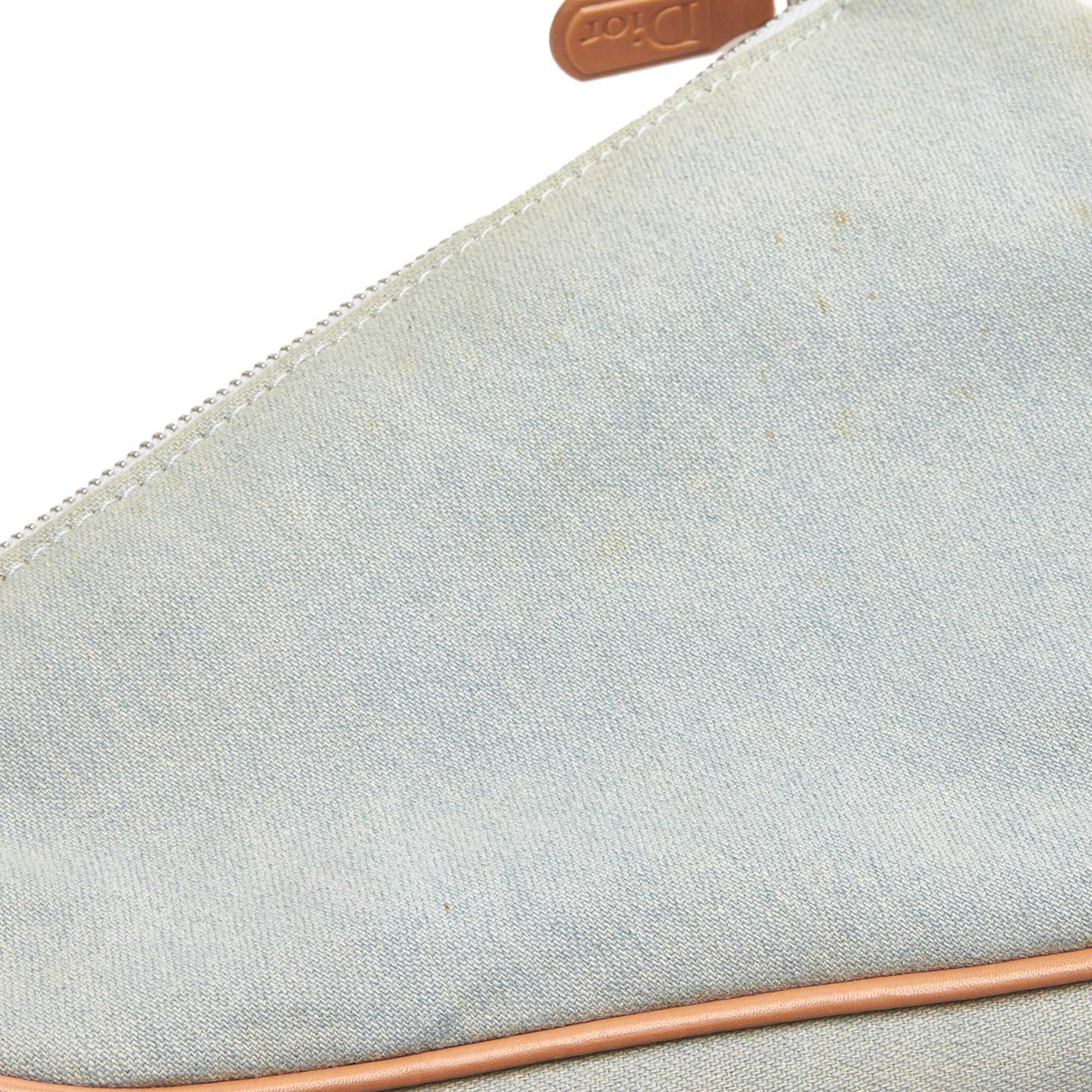 Dior Blue Denim Mini Saddle For Sale 4