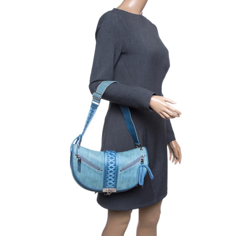 Dior Blue Denim Shoulder Bag In Good Condition In Dubai, Al Qouz 2