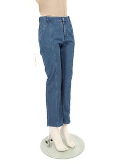 Dior Blue Denim Straight Leg Logo Panel Jeans Size XXS