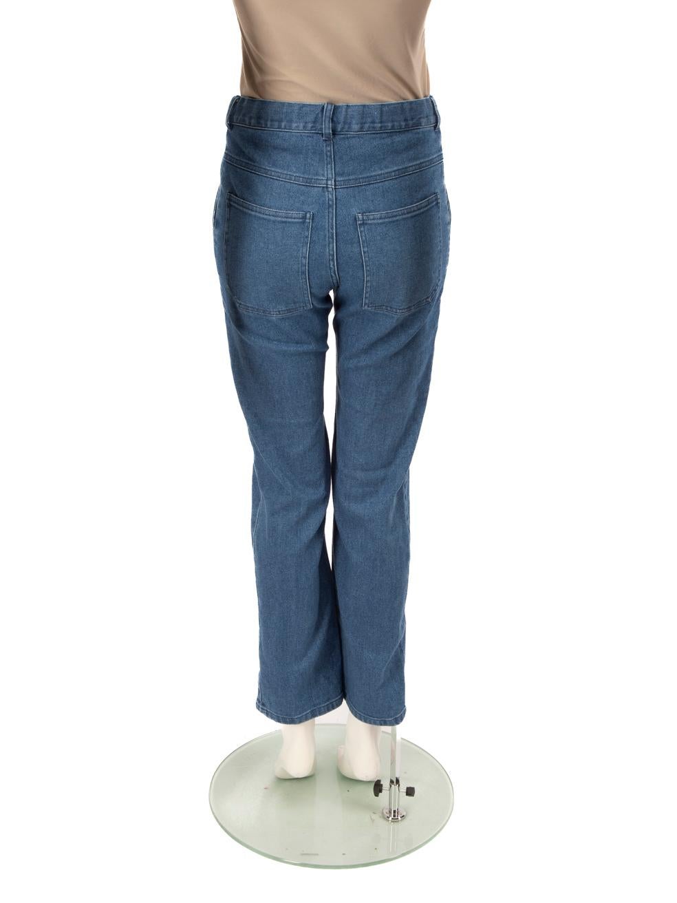 Dior Blau Denim Jeans mit geradem Bein und Logo-Paneel Größe XXS im Zustand „Gut“ im Angebot in London, GB