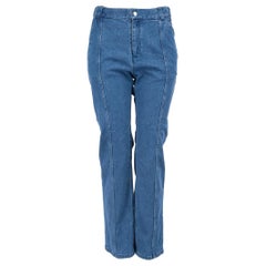 Dior Blue Denim Straight Leg Logo Panel Jeans Size XXS