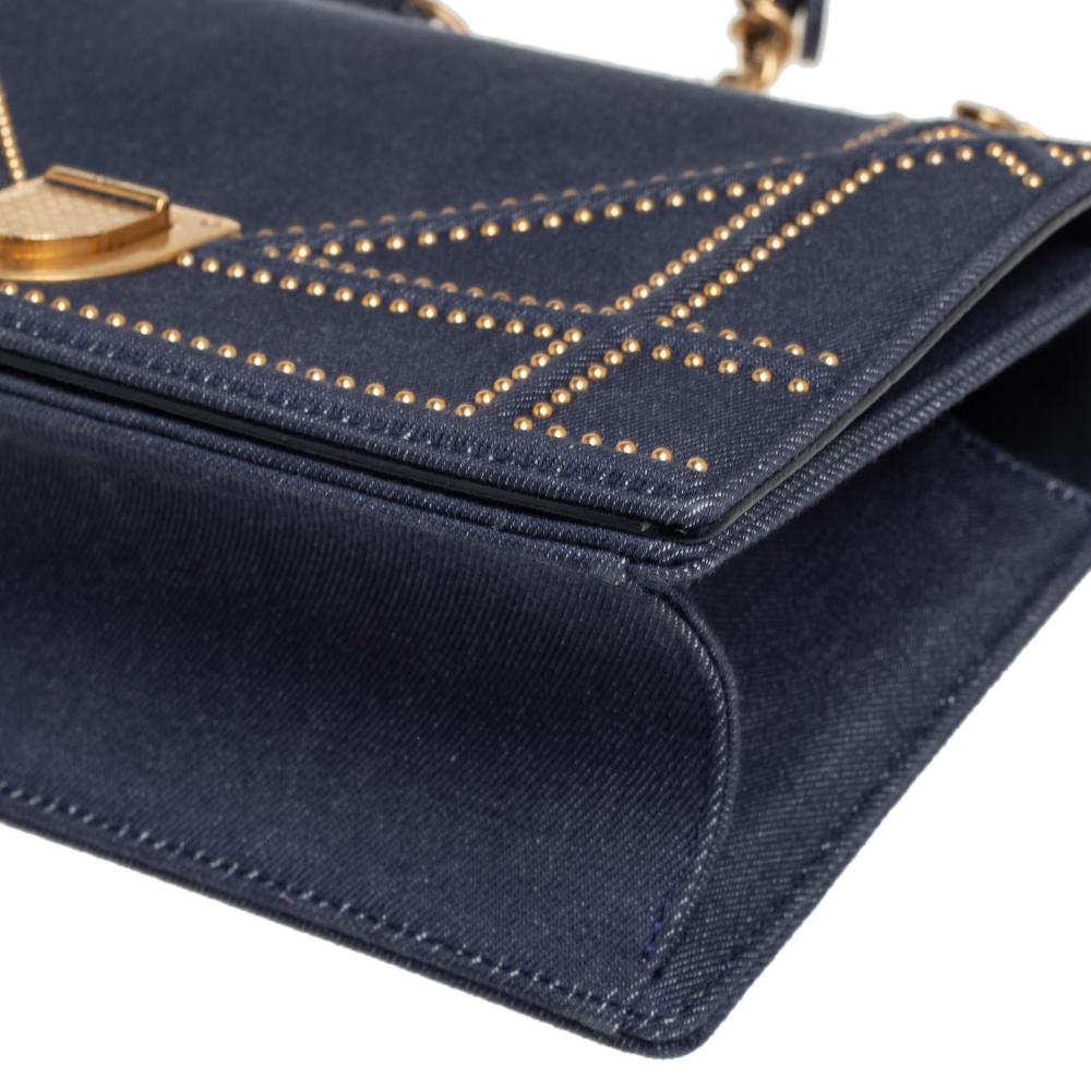 Dior Blue Denim Studded Medium Diorama Flap Shoulder Bag 1