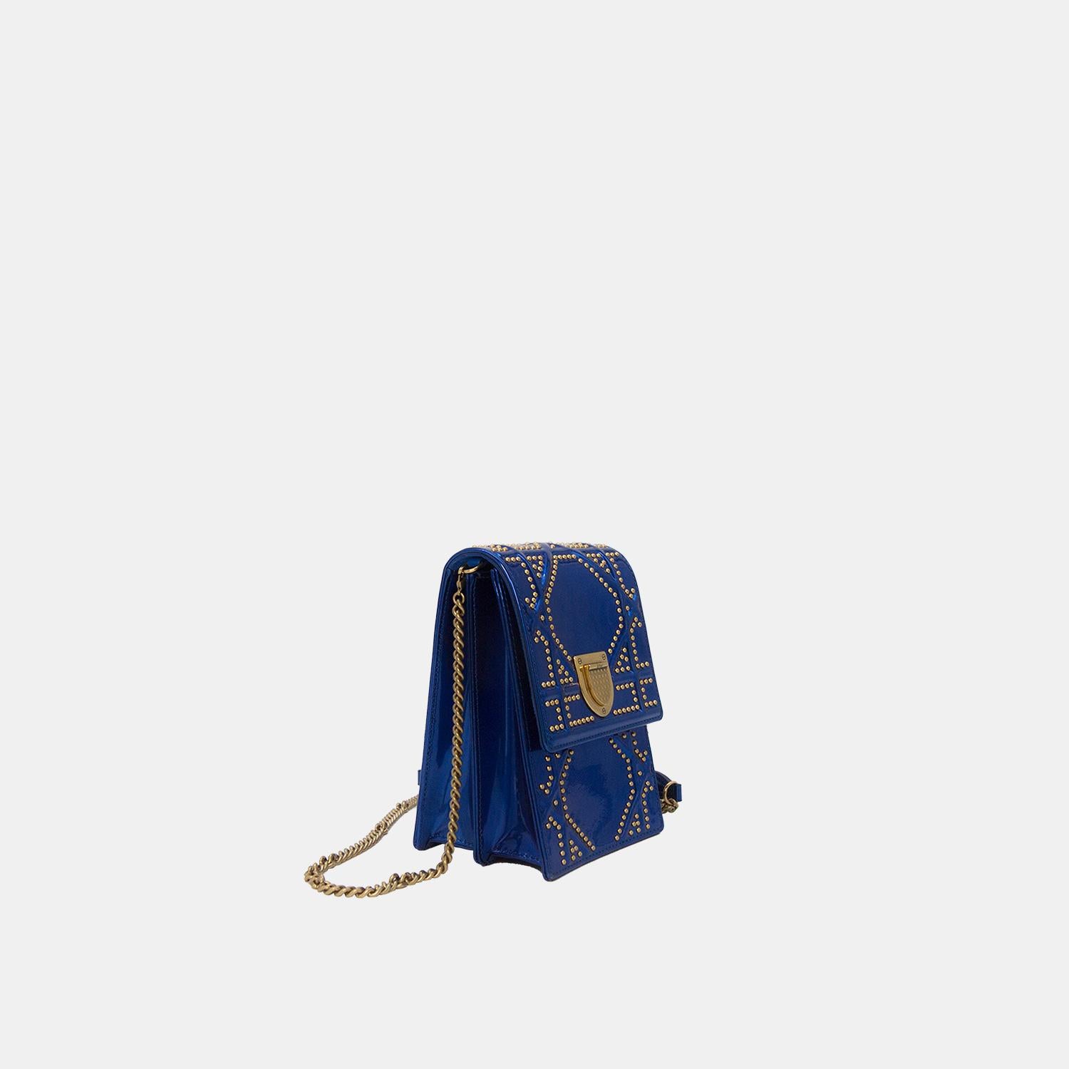Women's or Men's Dior Blue Diorama Vertical Leather Clutch Bag For Sale