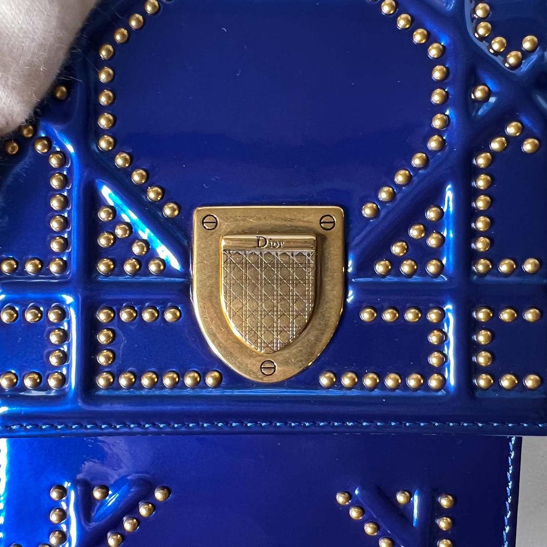 Dior Blue Diorama Vertical Leather Clutch Bag For Sale 2