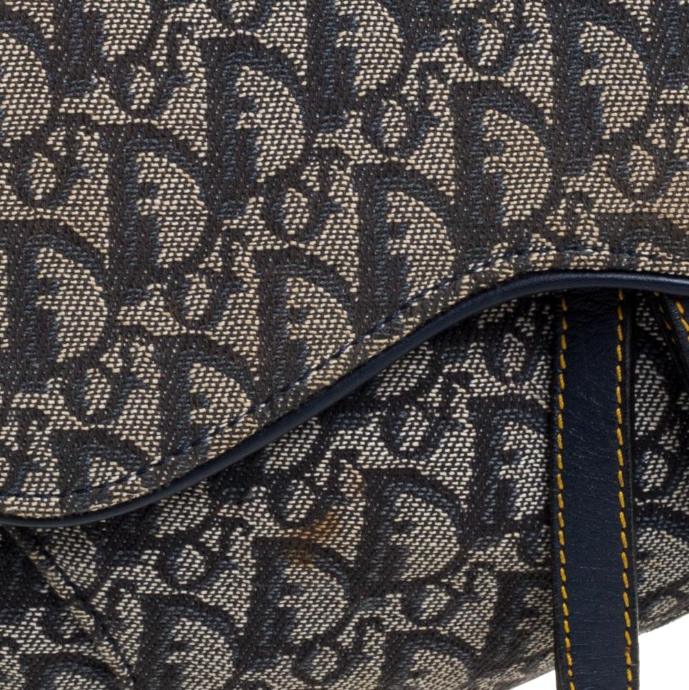 Dior Blue Diorissimo Canvas and Leather Saddle Bag 7