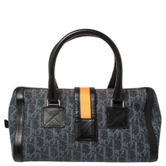 Dior Blue Diorissimo Denim and Leather Trotter Barrel Bag