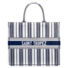 Dior Blue Dioriviera Saint Tropez Embroidered Book Tote - Large Model