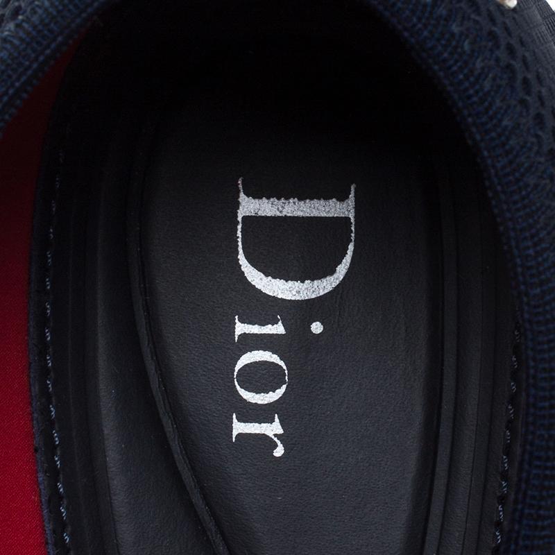 Dior Blue Embroidered And Embellished Mesh Ocean Fusion Slip On Sneakers Size 40 In Good Condition In Dubai, Al Qouz 2