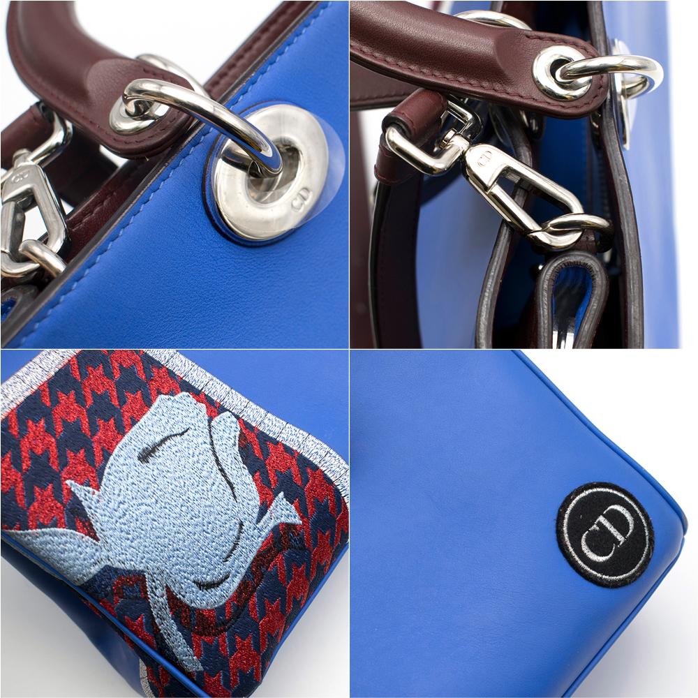 Dior Blue Embroidered Leather Diorissimo Tote Bag 32cm 6