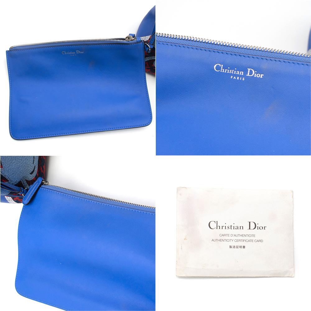 Dior Blue Embroidered Leather Diorissimo Tote Bag 32cm 4