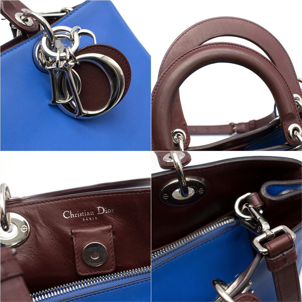 Dior Blue Embroidered Leather Diorissimo Tote Bag 32cm 5