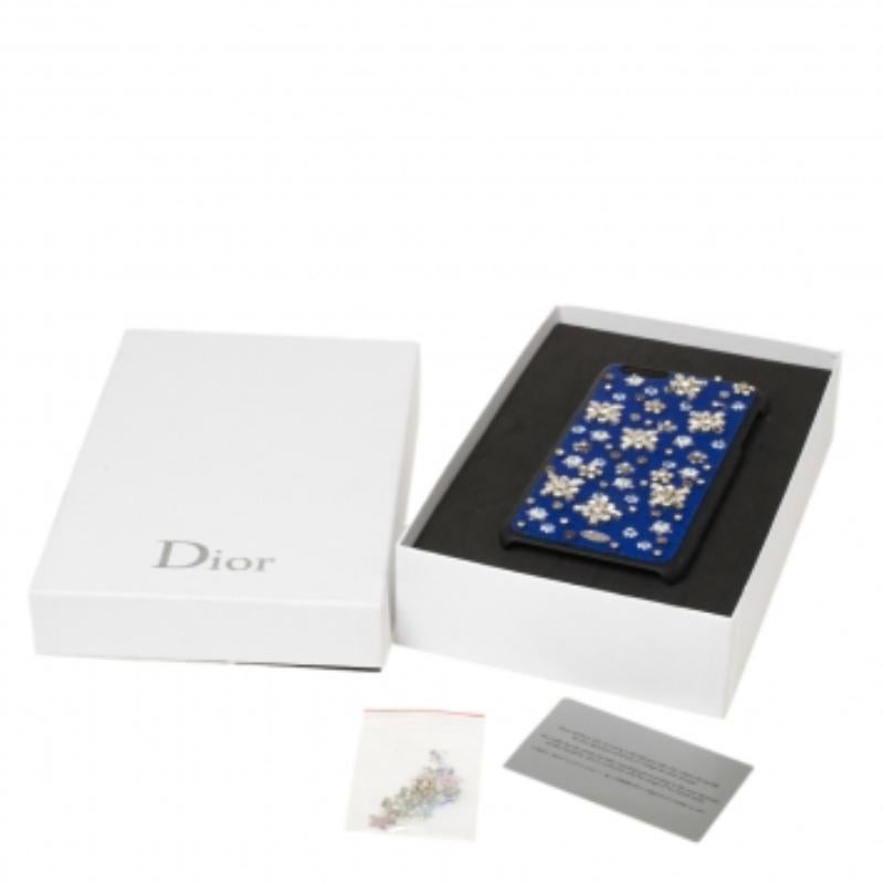 Dior Blue Fabric Stardust Crystal Embellished iPhone 6 Plus Case For Sale 6