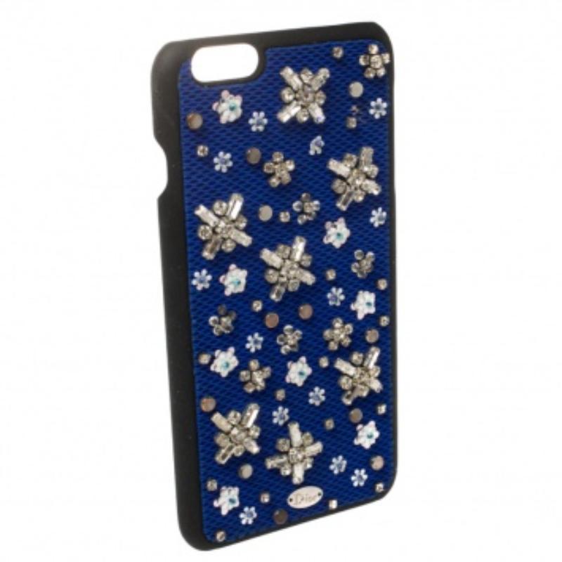 Pamper your iPhone 6 with this gorgeous case from none other than Dior. Intricately designed, the case is decked with beautiful crystal embellishments all over, with a base of blue fabric. It features brand details in silver-tone at the bottom.