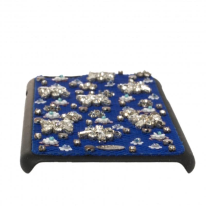 Dior Blue Fabric Stardust Crystal Embellished iPhone 6 Plus Case In Fair Condition For Sale In Dubai, Al Qouz 2