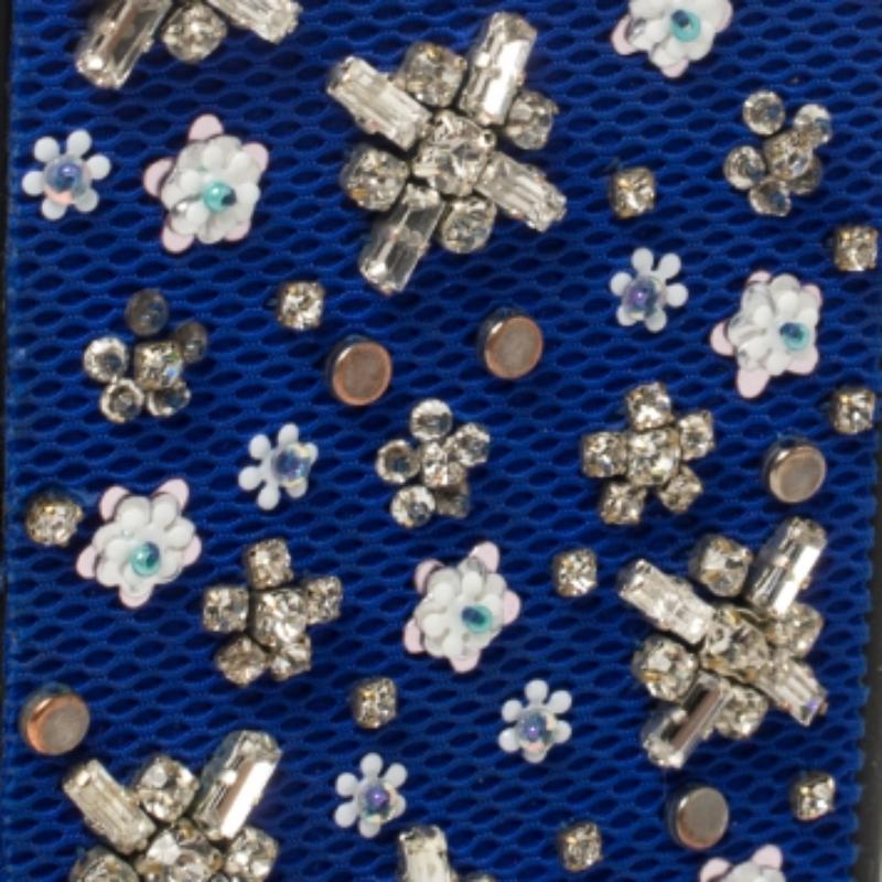 Dior Blue Fabric Stardust Crystal Embellished iPhone 6 Plus Case For Sale 1