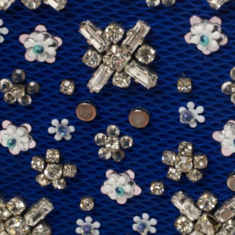 Dior Blue Fabric Stardust Crystal Embellished iPhone 6 Plus Case For Sale 2