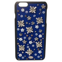 Dior Blue Fabric Stardust Crystal Embellished iPhone 6 Plus Case