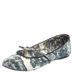 Dior Bleu Tissu Toile De Jouy Ballet Flats Taille 39