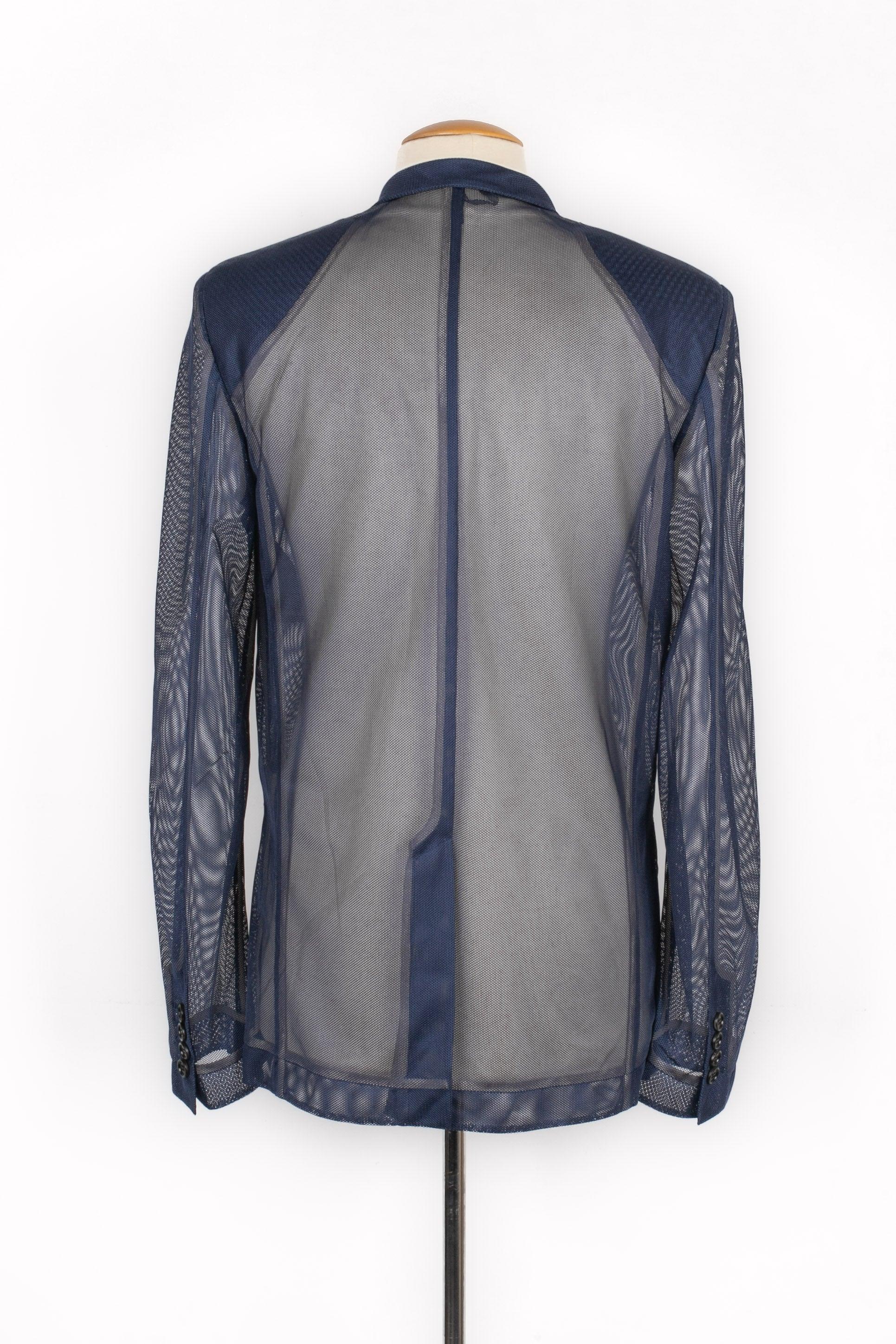 Dior Blue Fishnet Men Jacket In Excellent Condition For Sale In SAINT-OUEN-SUR-SEINE, FR