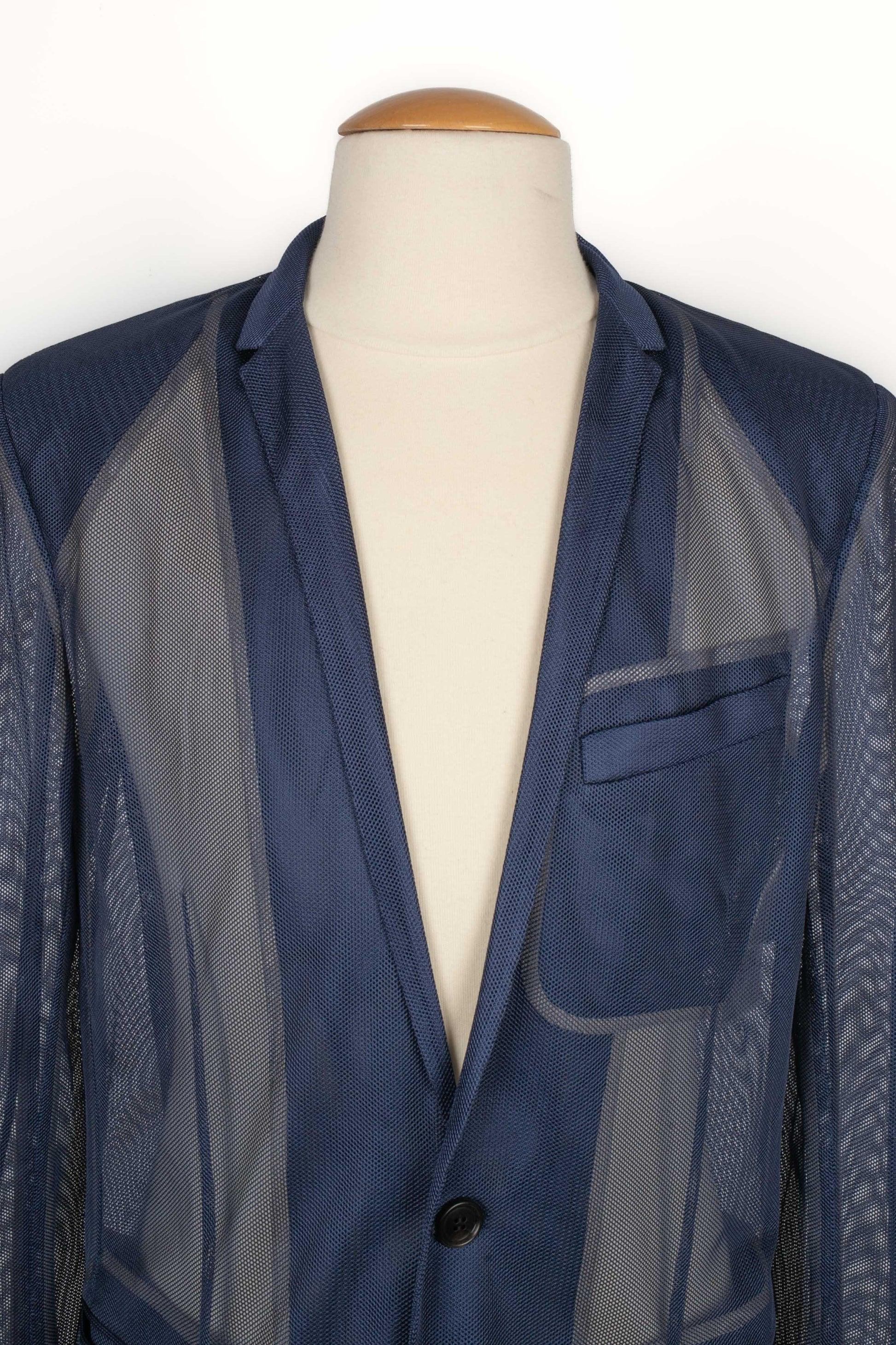 Dior Blue Fishnet Men Jacket For Sale 4