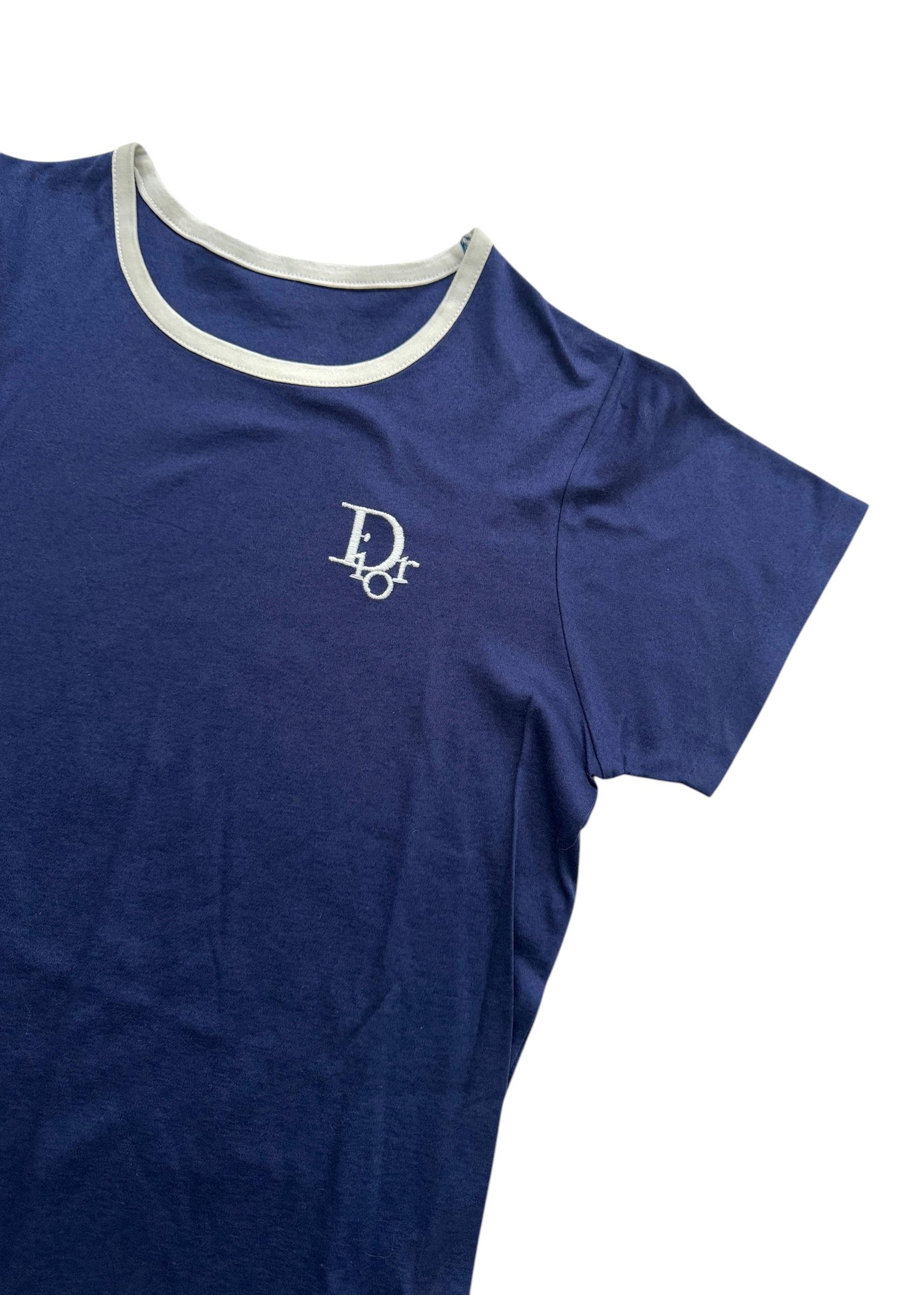 Dior Blue Fitted Logo T-Shirt – Early 2000s - No import duty: we pay for it! in vendita 5