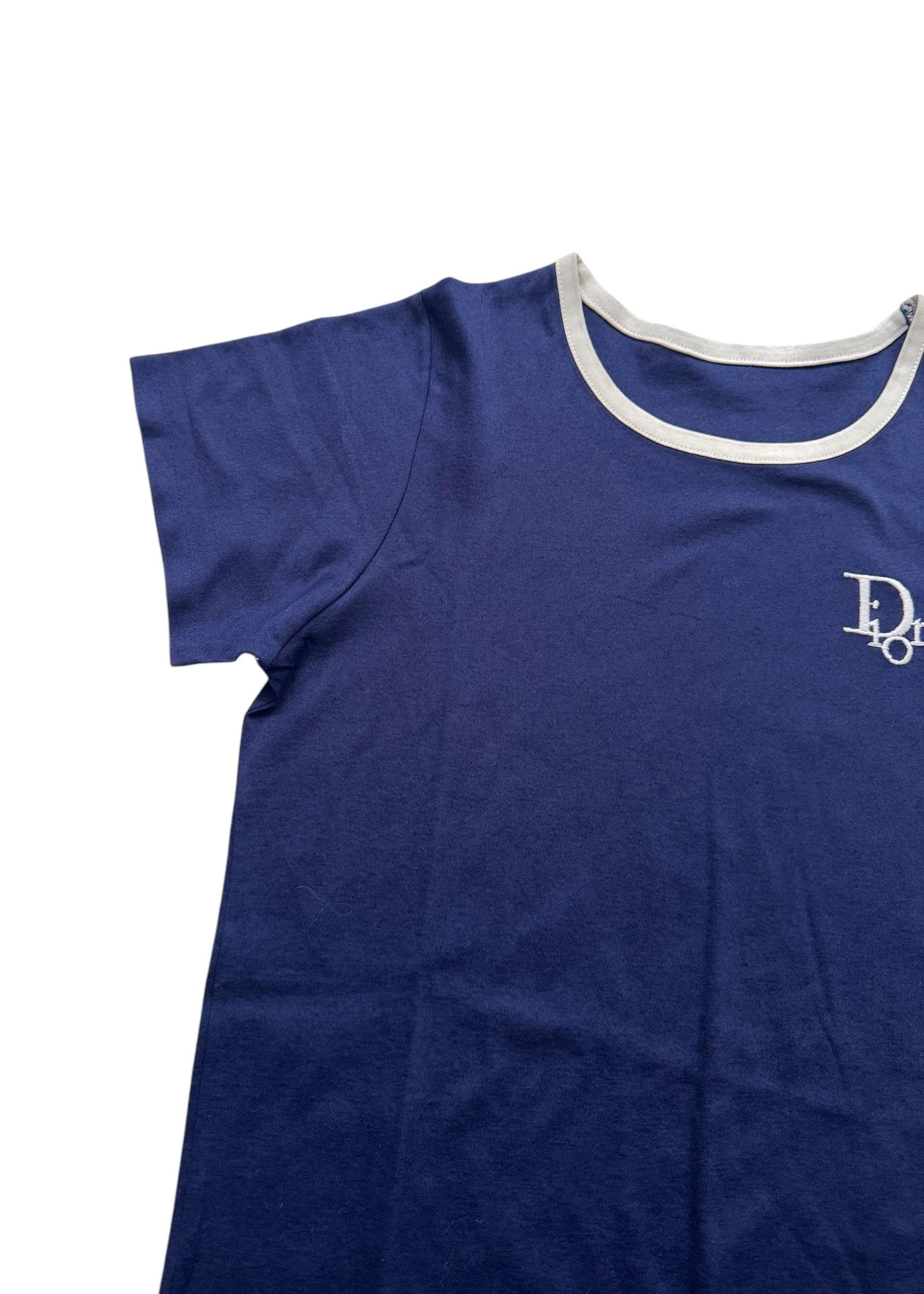 Dior Blue Fitted Logo T-Shirt – Early 2000s - No import duty: we pay for it! in vendita 6