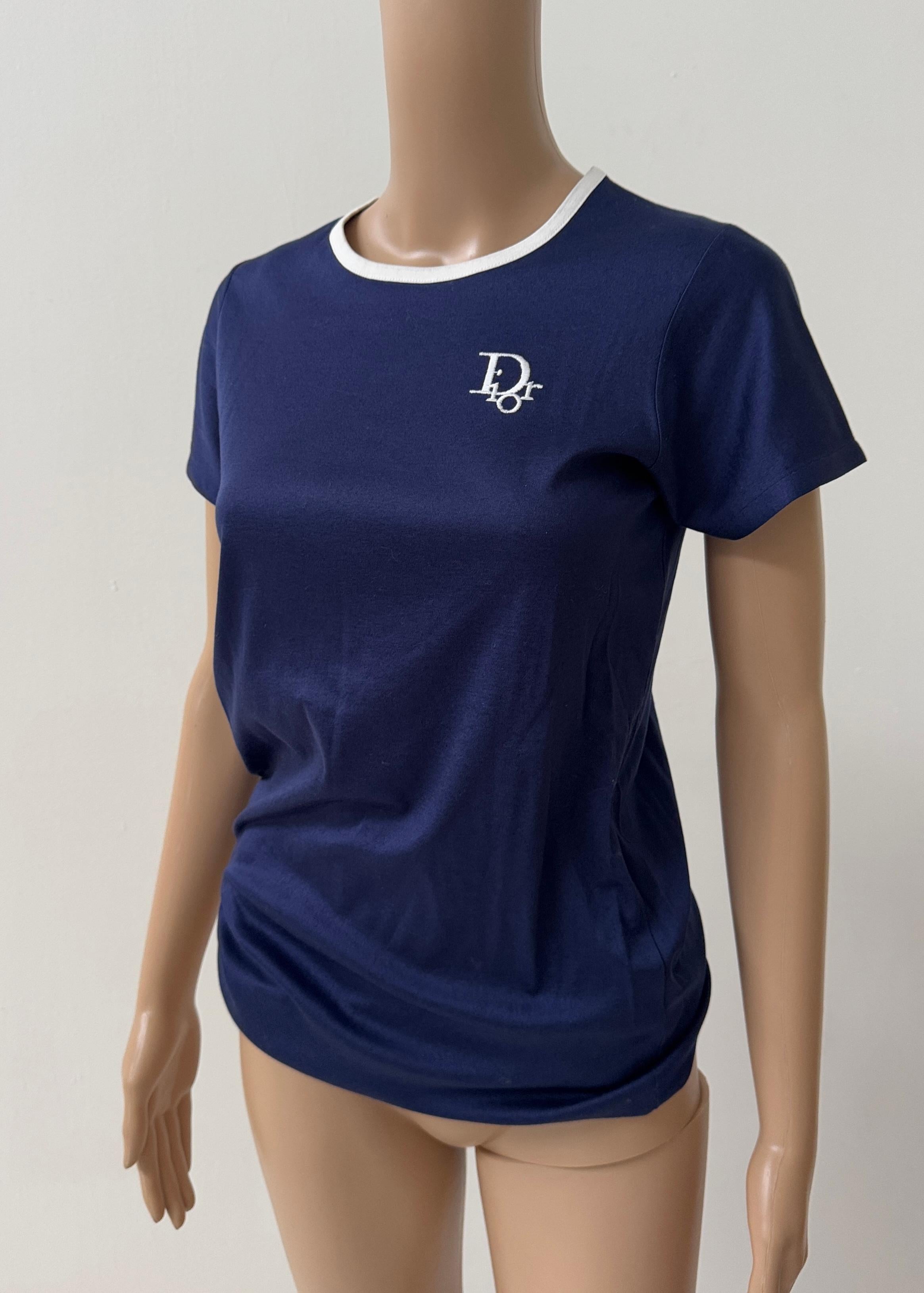 Dior Blue Fitted Logo T-Shirt – Early 2000s - No import duty: we pay for it! In condizioni buone in vendita a Milano, IT