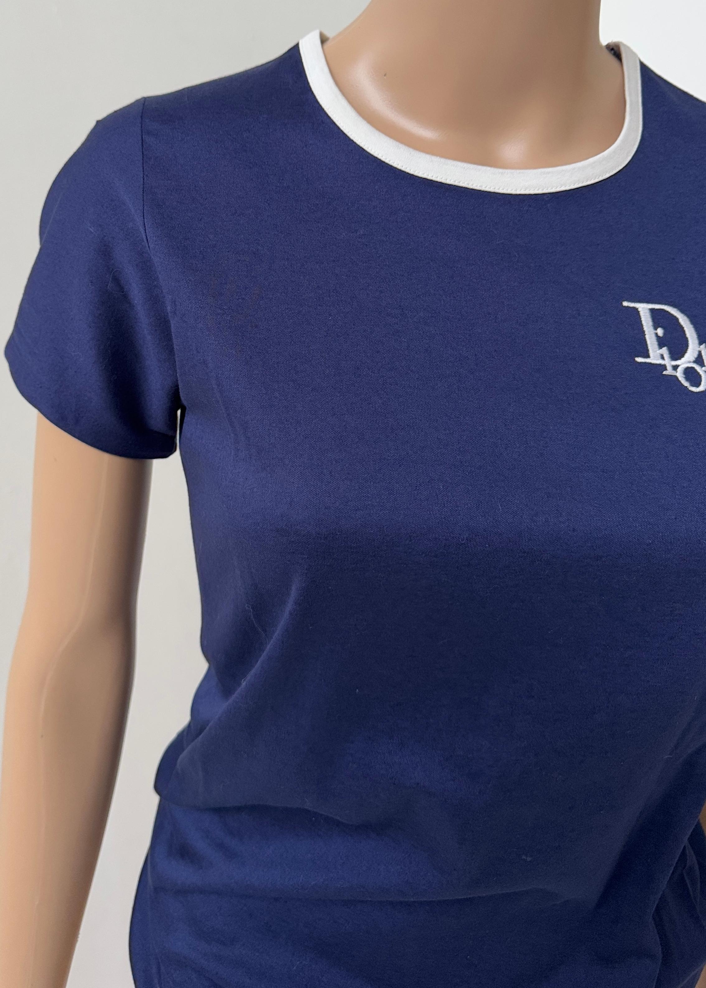 Dior Blue Fitted Logo T-Shirt – Early 2000s - No import duty: we pay for it! in vendita 1