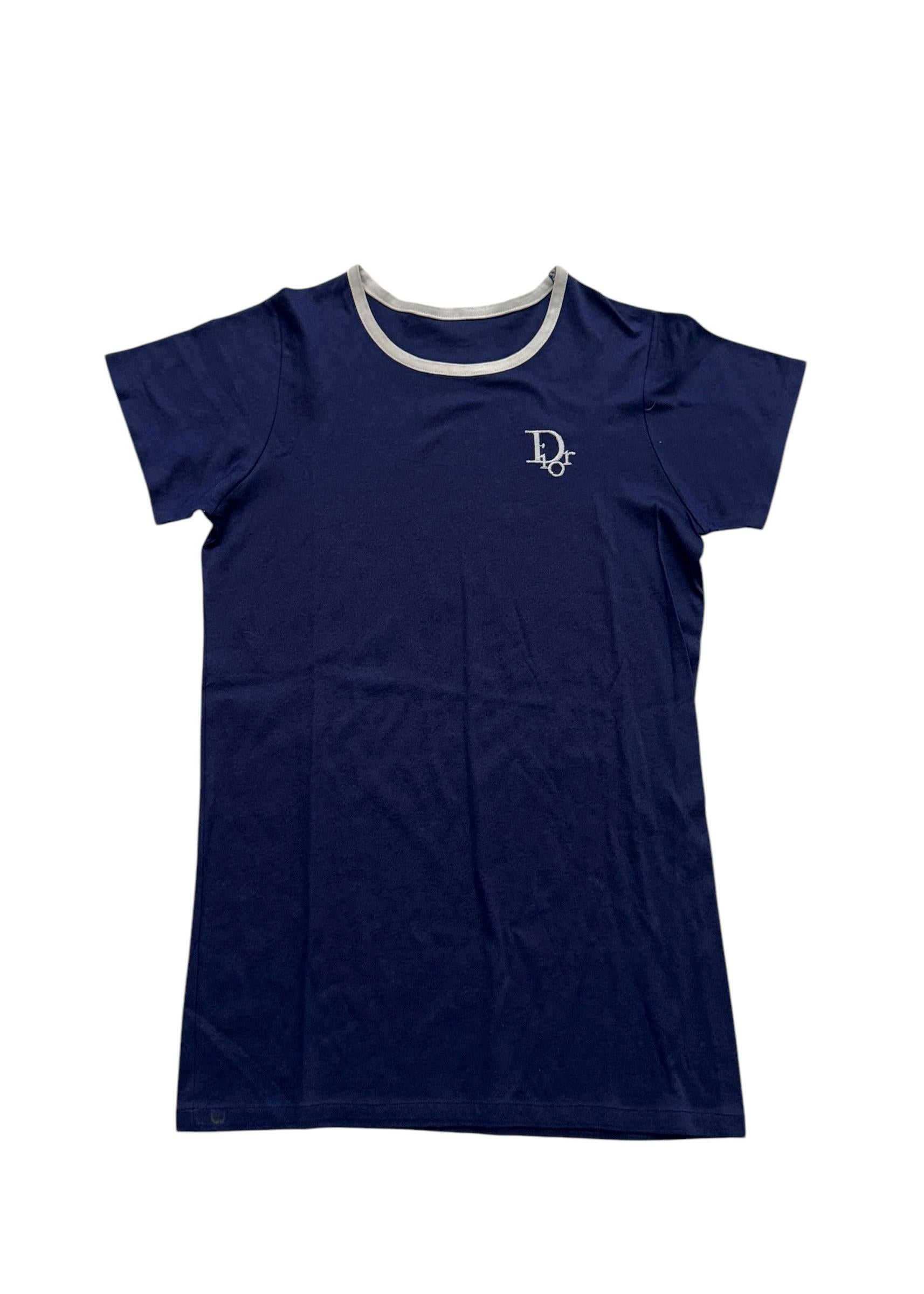 Dior Blue Fitted Logo T-Shirt – Early 2000s - No import duty: we pay for it! in vendita 4