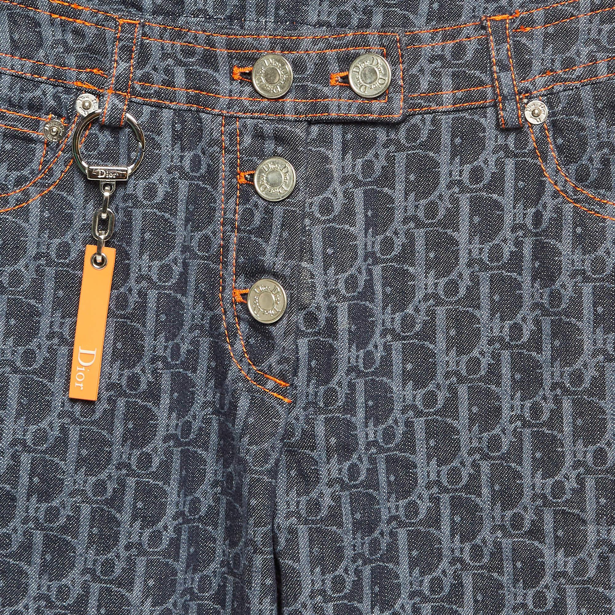 Gray Dior Blue Flight Monogram Totter Denim Jeans S (Waist 27