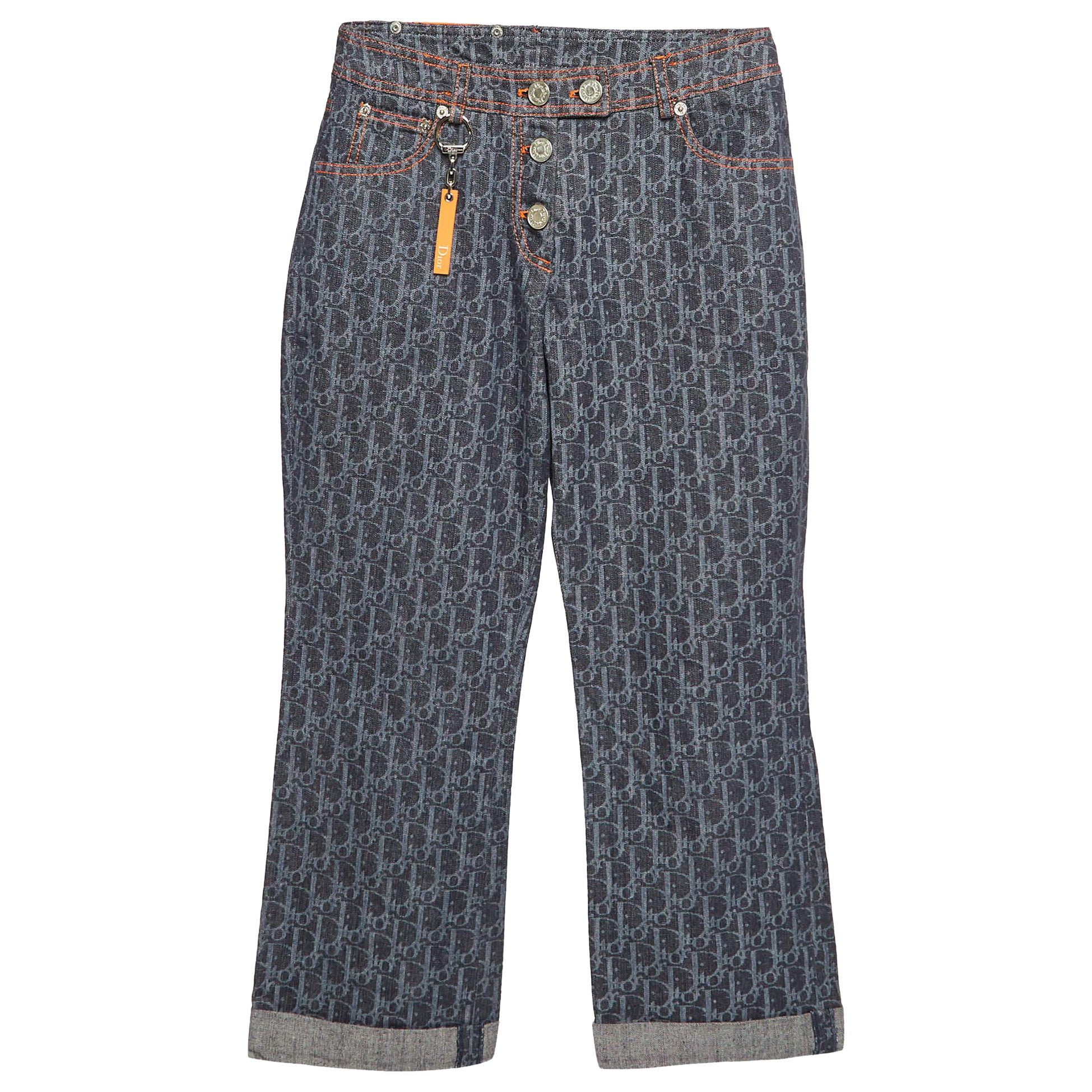 Dior Blue Flight Monogram Totter Denim Jeans S (Waist 27")