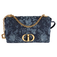 Dior Blue Floral Denim Large Caro Chain Bag