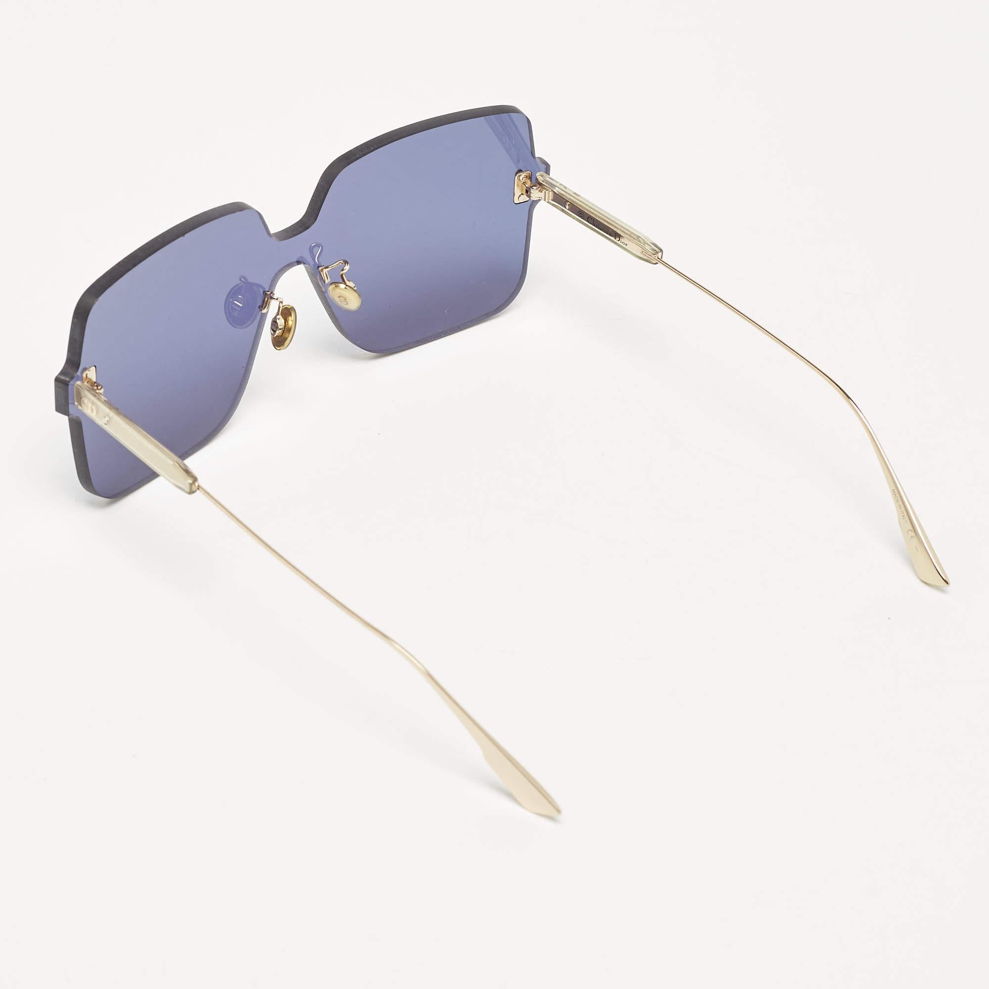 Purple Dior Blue/Gold DiorColorQuake1Rimless Shield Sunglasses