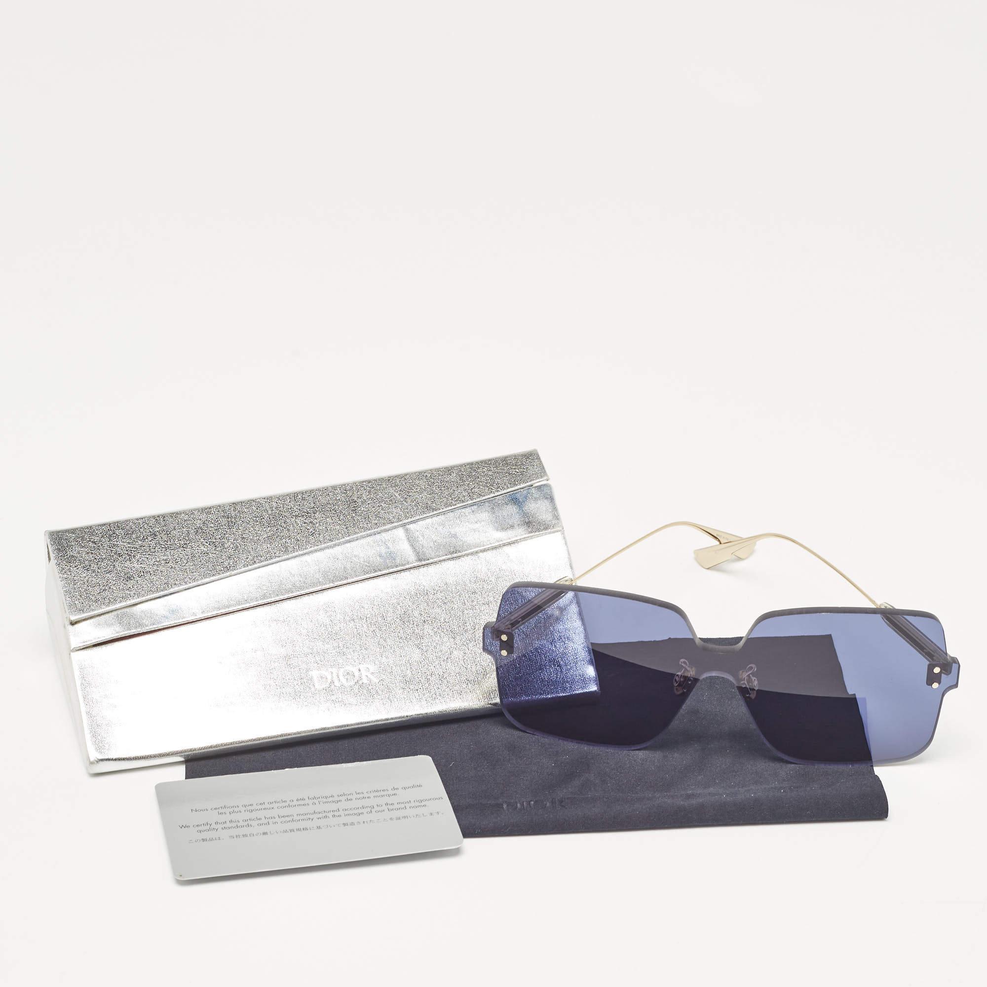 Women's Dior Blue/Gold DiorColorQuake1Rimless Shield Sunglasses