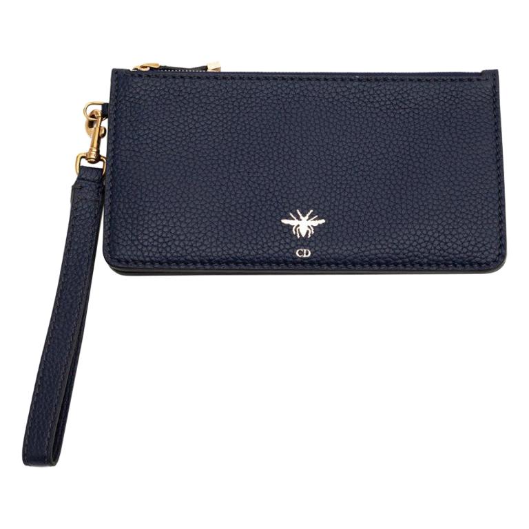 DIOR Blue Grained Leather Clutch