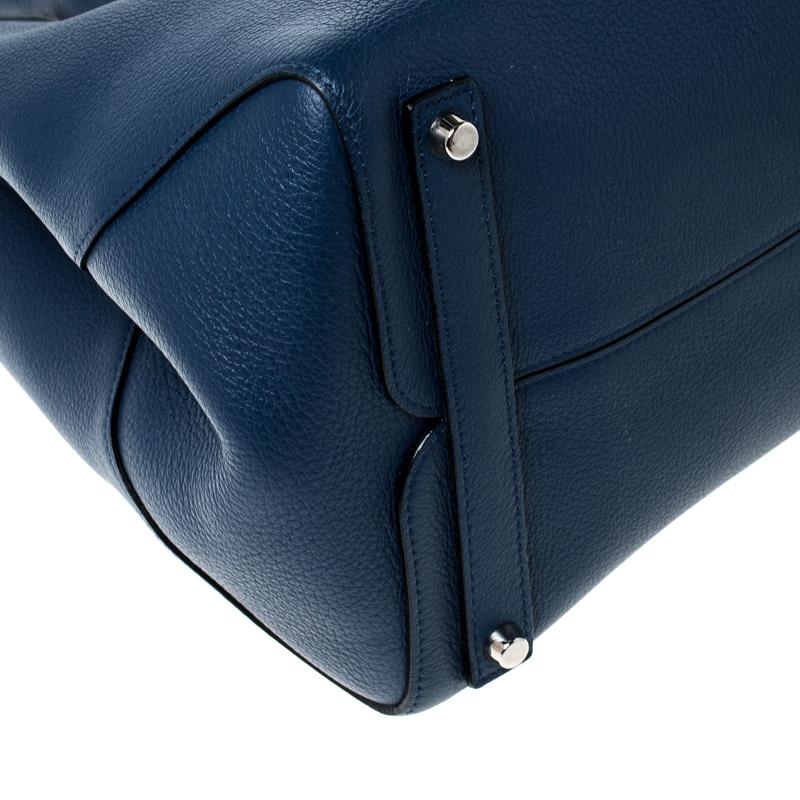 Dior Blue Grained Leather Large Open Bar Tote 2