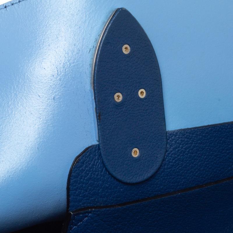 Dior Blue Grained Leather Large Open Bar Tote 3