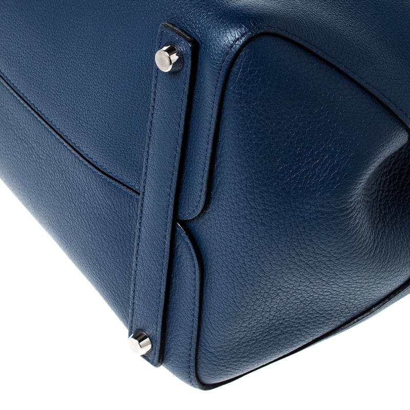 Dior Blue Grained Leather Large Open Bar Tote 1