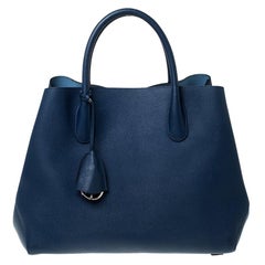 Dior Blue Grained Leather Large Open Bar Tote